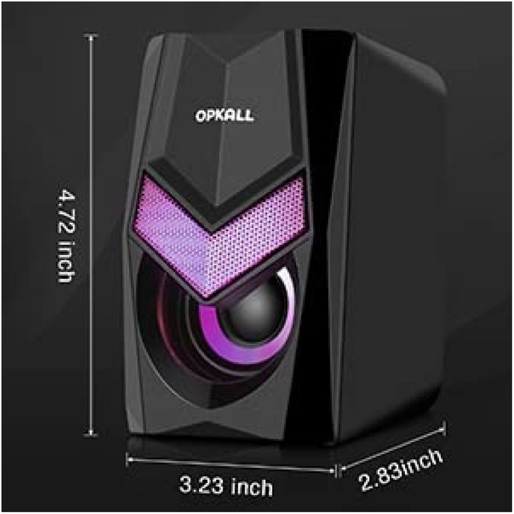 OPKALL Mini Colorful LED Light Computer Speaker, USB, 3.5mm Cable - Picture 4 of 8